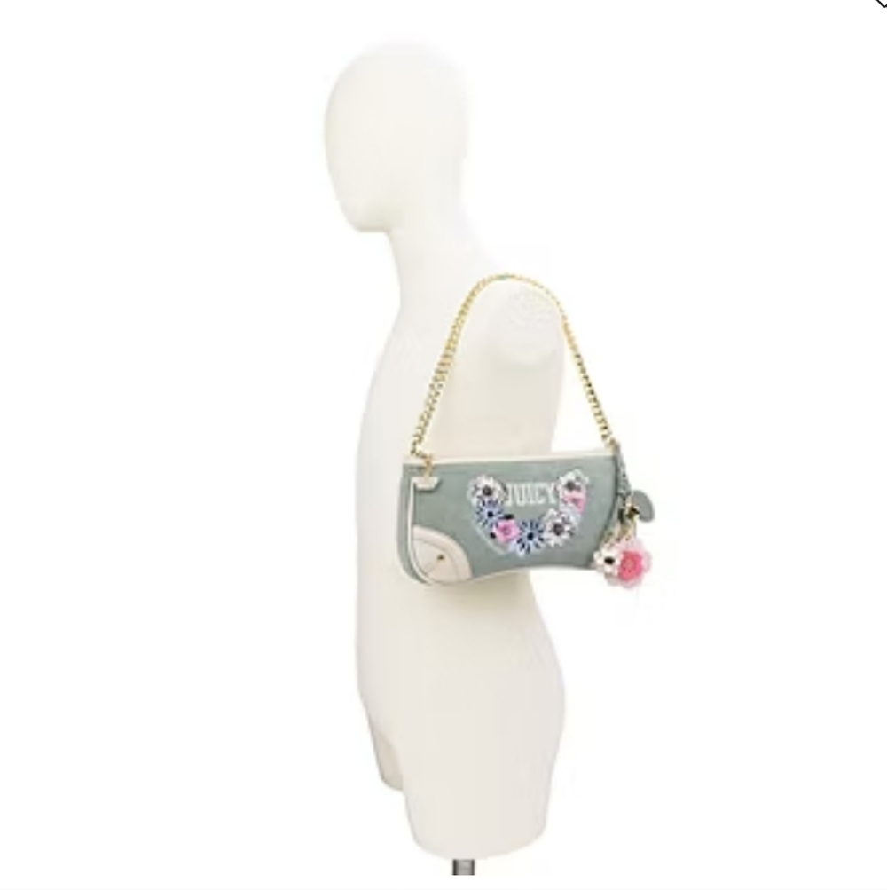 NWT Juicy By Juicy Couture Sage Floral Embroidered Shoulder Bag - Picture 4 of 7